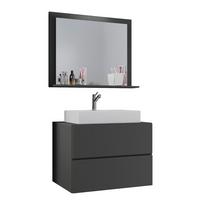 Badezimmer Lendas 3-tlg. Anthrazit ca. 60 cm - Anthrazit/Weiß, MODERN, Keramik/Holzwerkstoff (60cm) - MID.YOU