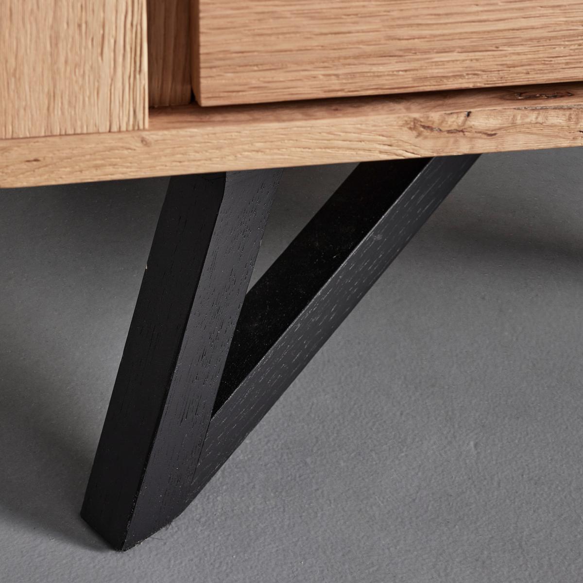 Vitrine Emilio Eichefarben/Schwarz MDF - Eichefarben/Schwarz, MODERN, Holz/Metall (65/175/40cm) - Bessagi Home