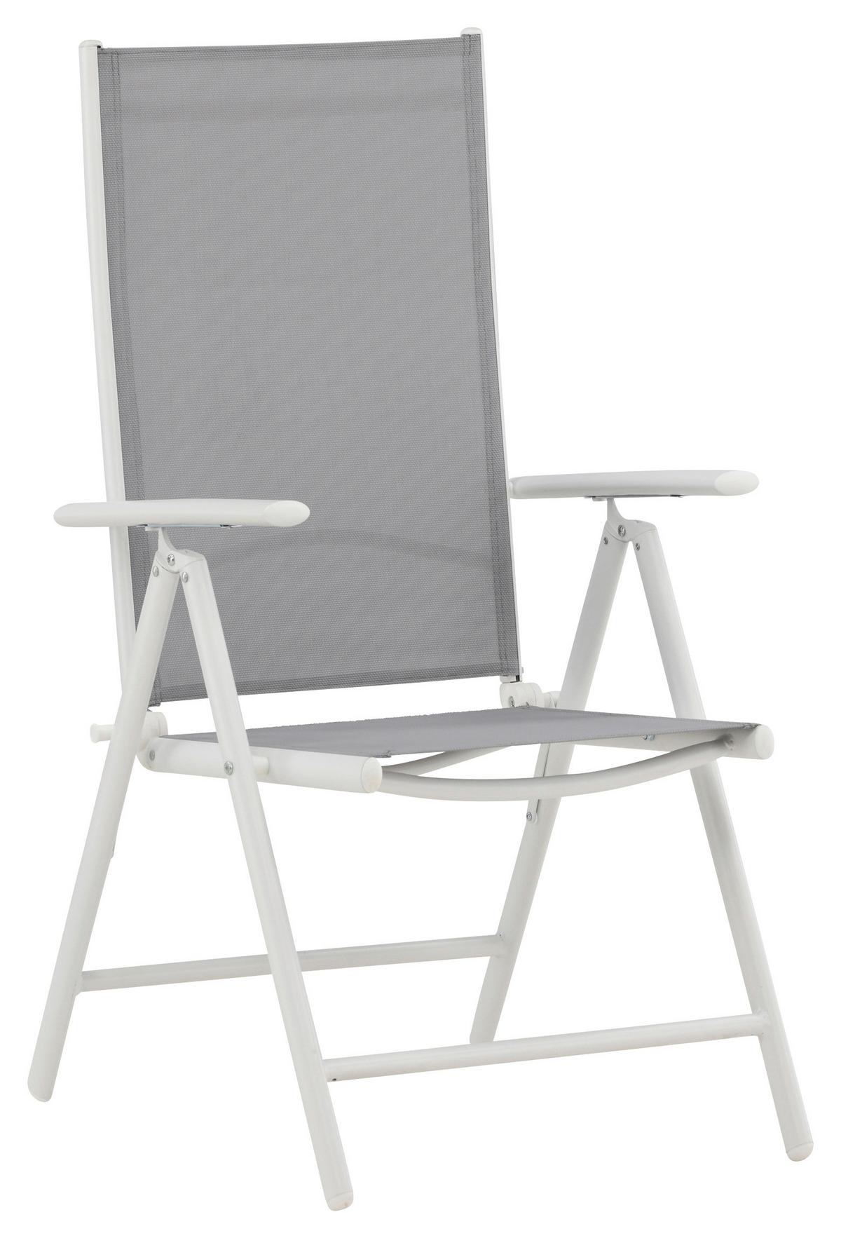 Gartenstuhl 2er-Set Break ca. 55x108 cm Grau/Weiß - Weiß/Grau, KONVENTIONELL, Textil/Metall (55/108/62cm) - Gardenson
