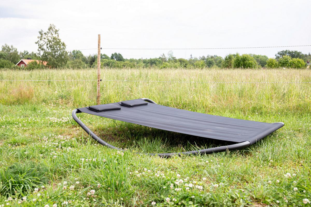 Sonnenliege Gordo ca. 180x48x200 cm Schwarz - Schwarz, KONVENTIONELL, Textil/Metall (180/48/200cm) - Gardenson