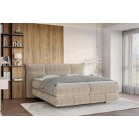 Boxspringbett Auris Elfenbein ca. 180x200cm - Elfenbein/Schwarz, KONVENTIONELL, Kunststoff/Textil (180/200cm) - Sembella