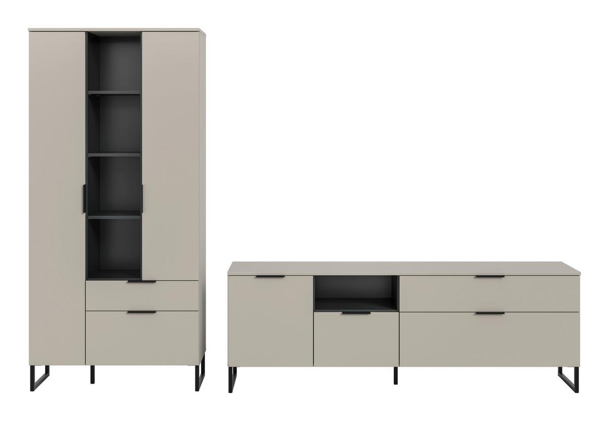 Dnevni Regal Noida, Kašmir, Črna, 2-Delni - kašmir/črna, Design, kovina/leseni material (290/192/41cm) - Livetastic