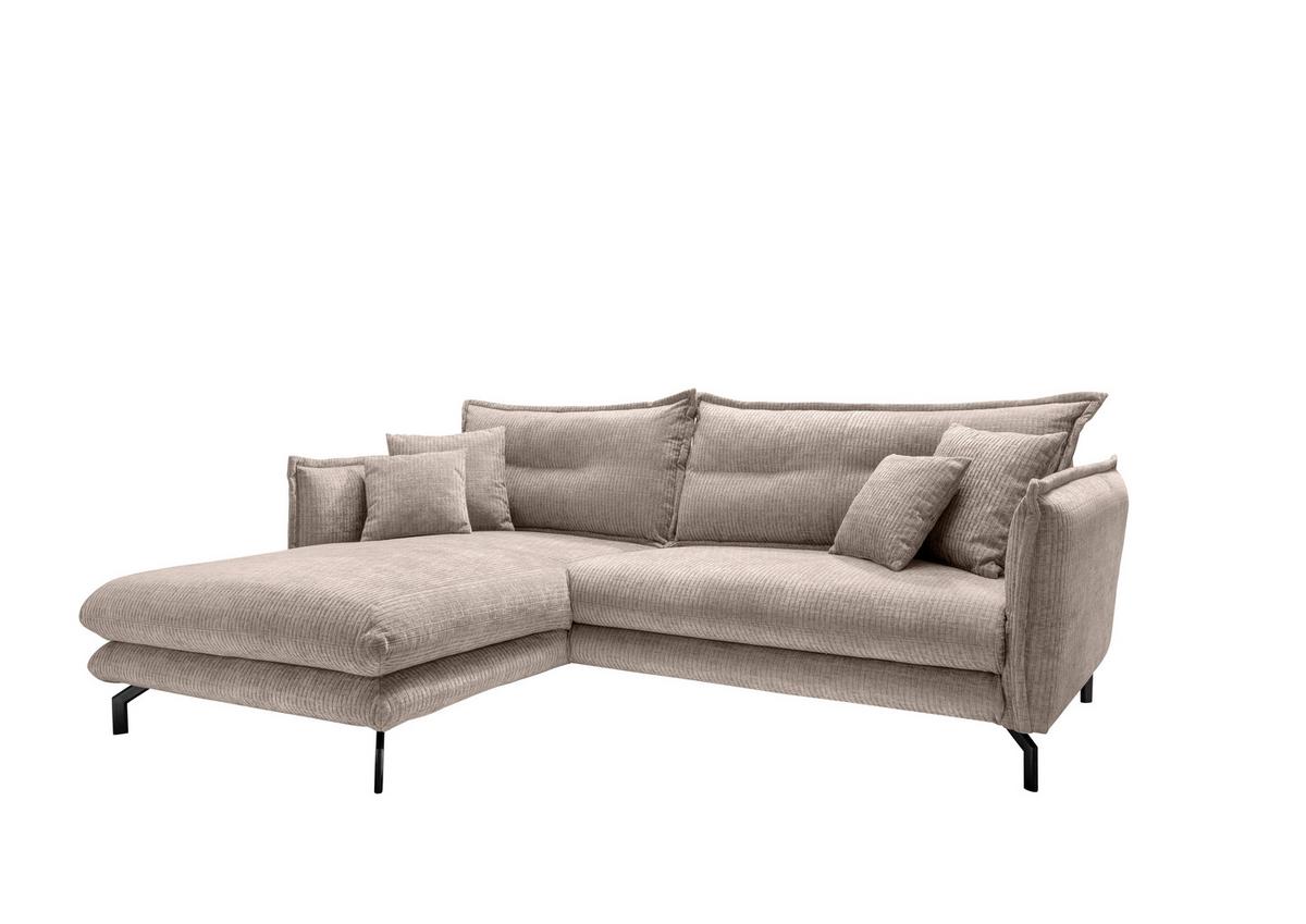 ECKSOFA LAVA - Beige/Schwarz, Design, Textil/Metall (180/255cm) - Livetastic