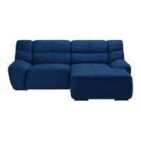 Wohnlandschaft Wega Blau Samt mit Relaxfunktion - Blau, MODERN, Textil/Metall (220/88/165cm) - Bessagi Home
