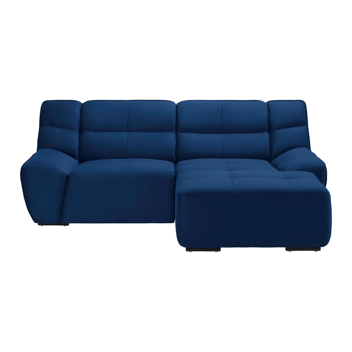 Wohnlandschaft Wega Blau Samt mit Relaxfunktion - Blau, MODERN, Textil/Metall (220/88/165cm) - Bessagi Home