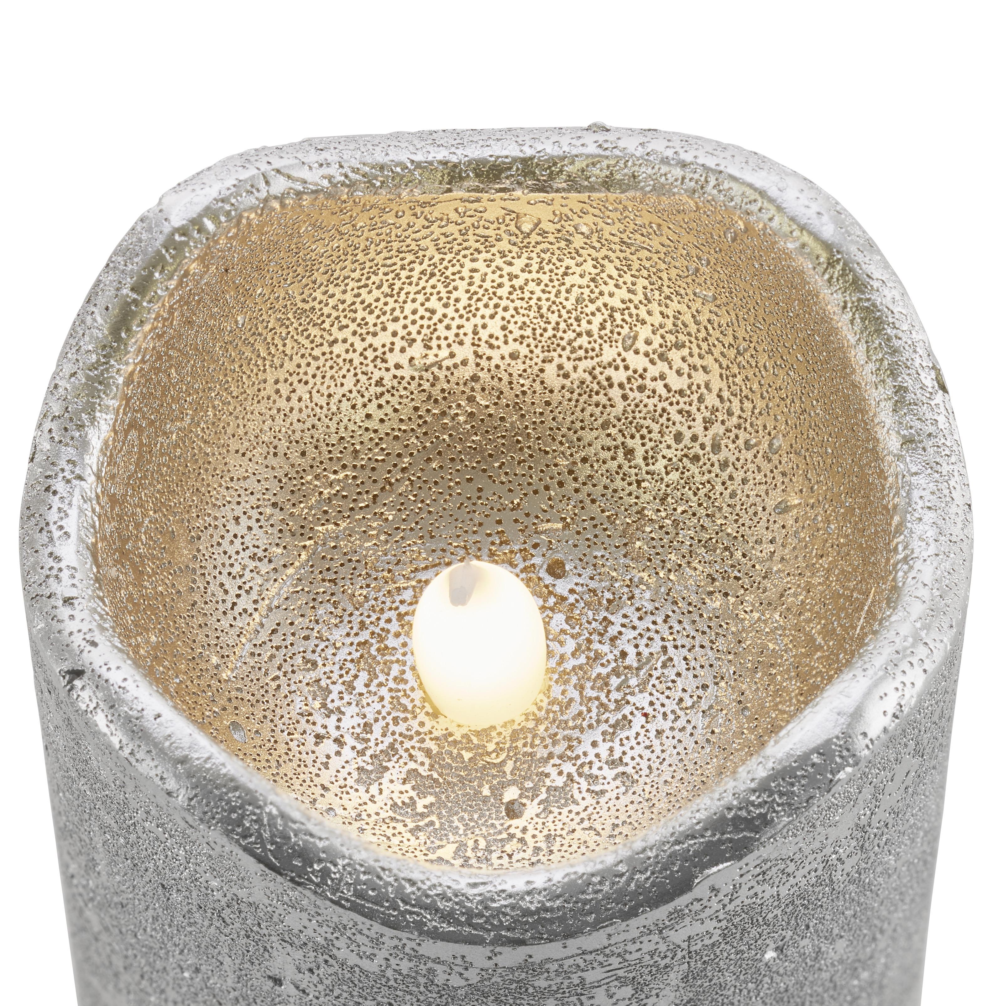 LED-Kerze Loa in Silberfarben - Silberfarben, MODERN, Naturmaterialien (15cm) - Bessagi Home