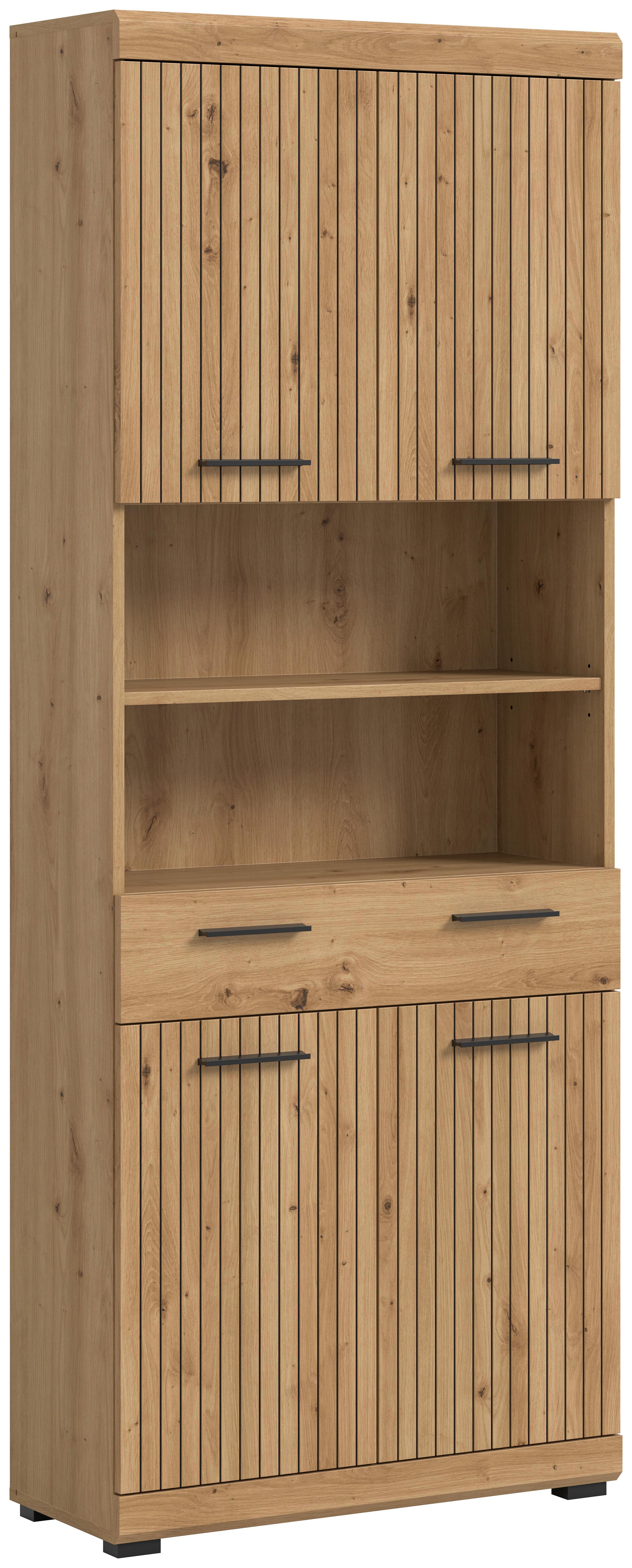 Hochschrank Scout Eiche Artisan - Schwarz/Eiche Artisan, Trend, Holzwerkstoff/Kunststoff (74/191/31cm) - MID.YOU