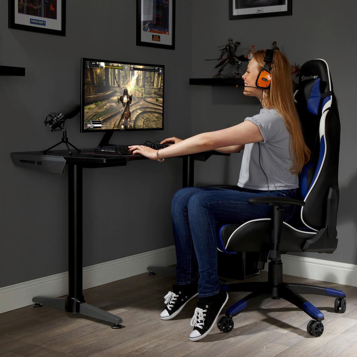 Gamingsessel Agility ca. 59,9x122x66cm Blau/Schwarz - Blau/Schwarz, MODERN, Kunststoff/Textil (59,9/122/66cm) - X Rocker