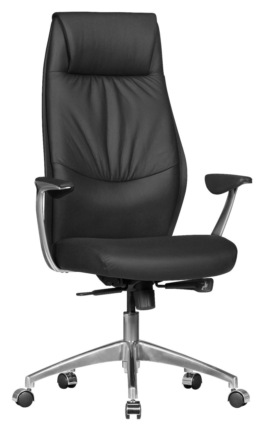 Chefsessel Oxford 1 ca. 67x117x58 cm Schwarz - Silberfarben/Schwarz, MODERN, Leder/Kunststoff (67/117/58cm) - MID.YOU