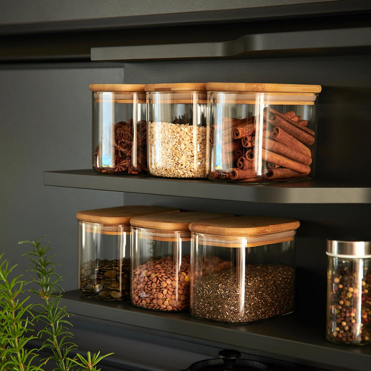 Vorratsdose Haldor ca. 0,64l - Klar/Transparent, KONVENTIONELL, Glas/Holz (12,1/8,3/9,6cm) - Mömax