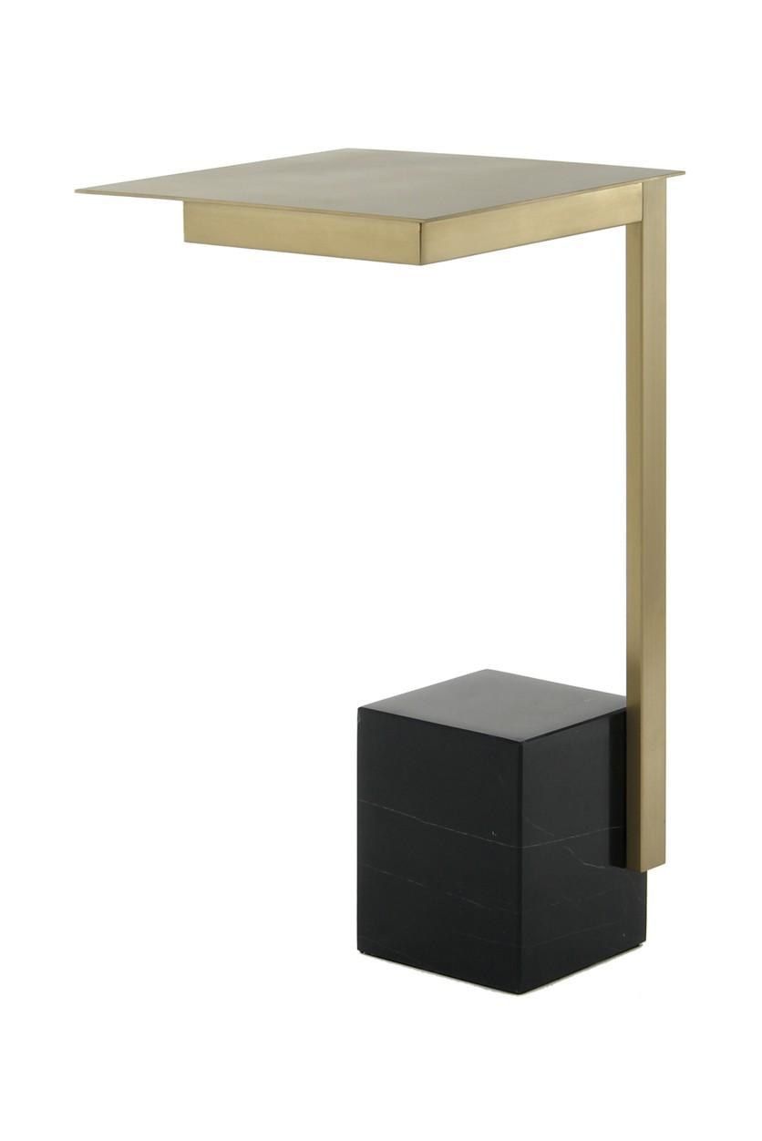 Beistelltisch Beistelltisch Oscar 100 Weiß - Weiss/Goldfarben, Design, Glas/Stein (46/54/46cm) - Kayoom