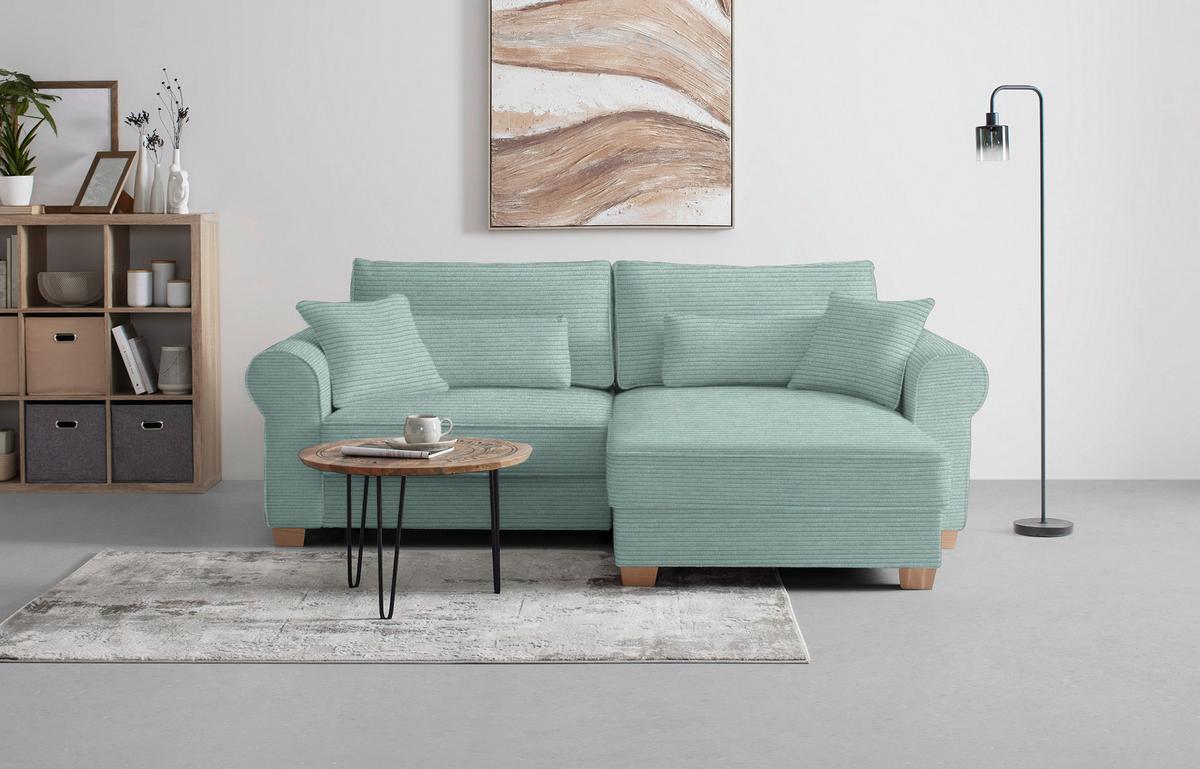 Wohnlandschaft Angelo Salbeigrün - Salbeigrün, MODERN, Holz/Holzwerkstoff (255/185cm) - Mömax