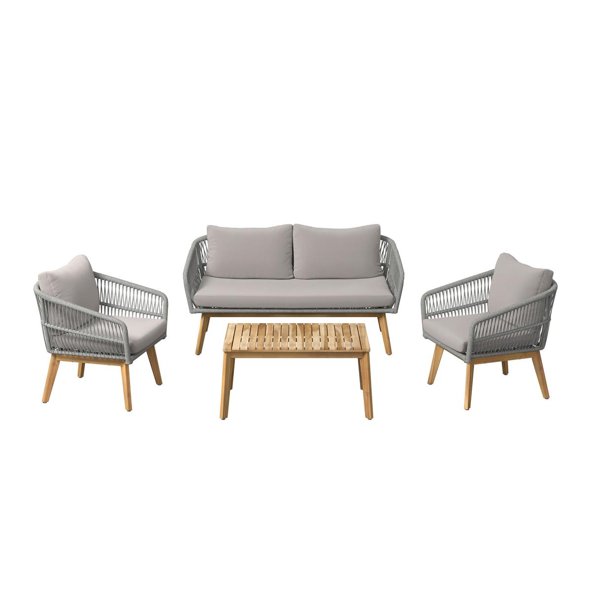 Gartenset Michi 2 Grau/Akaziefarben, 4-teilig - Grau/Akaziefarben, MODERN, Holz/Metall (76/162,5/75cm) - Mömax