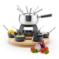 Fondueset in Silberfarben, 23-teilig - Schwarz/Braun, Basics, Holz/Metall (45/45/21cm) - Mäser