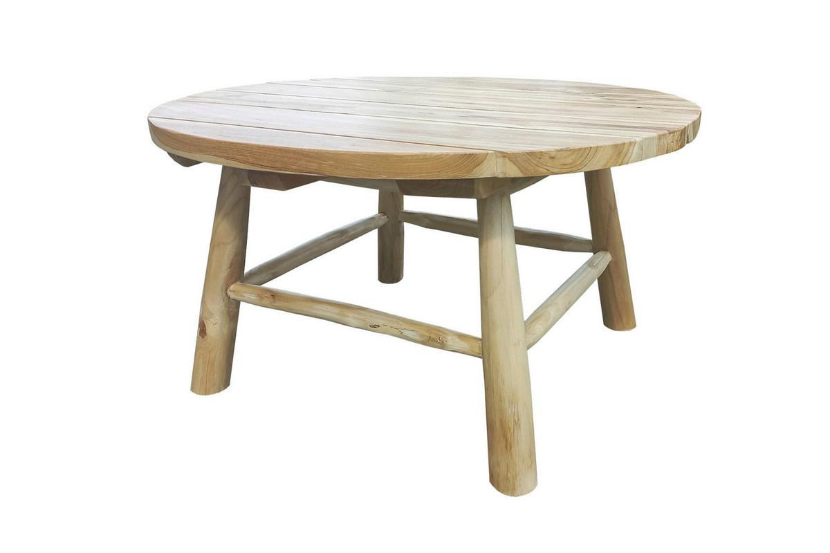 Couchtisch aus Teakholz rund Naturfarben - Naturfarben, Design, Holz (80/80/41cm) - Gardenson