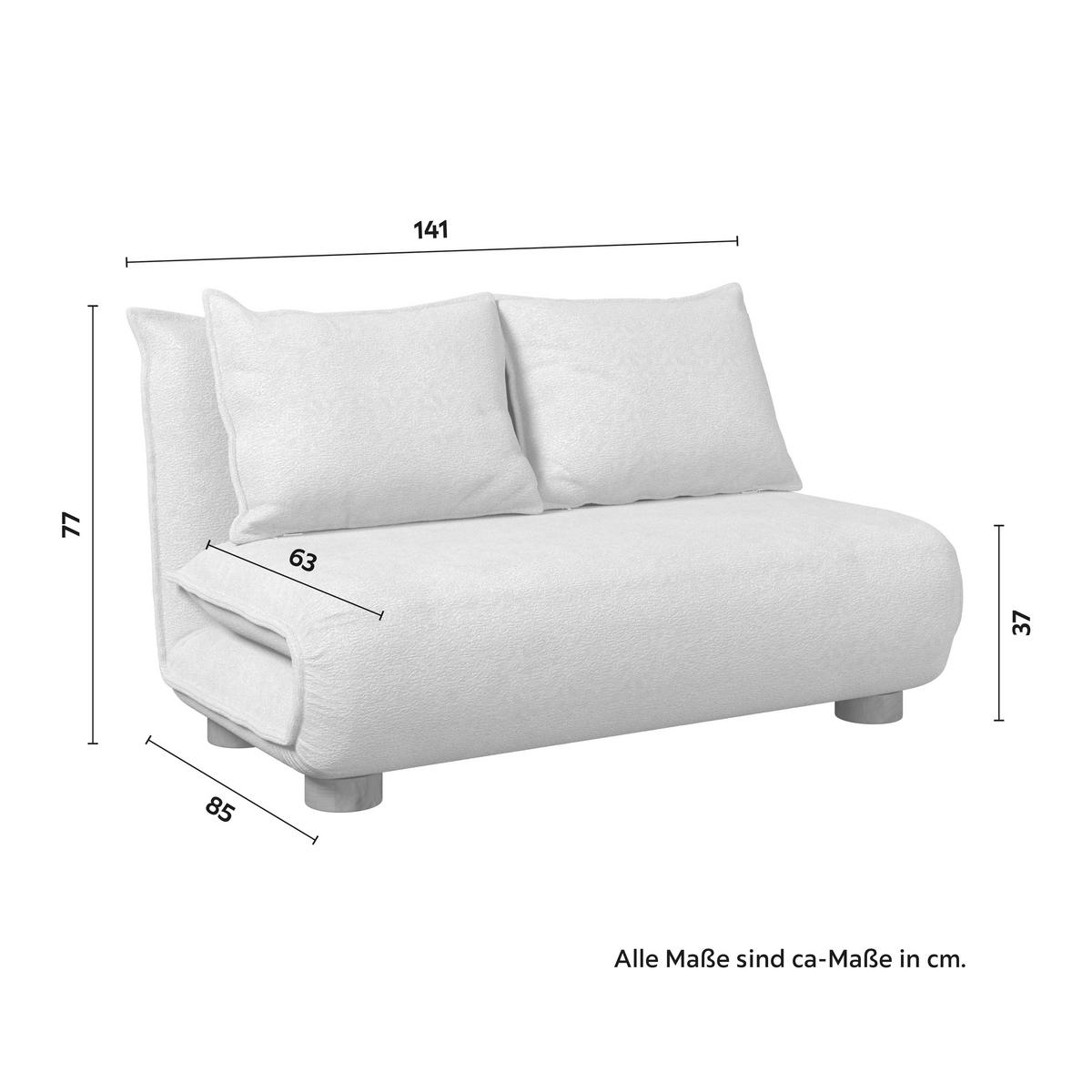 Schlafsofa Bella Beige Bouclé - Beige/Naturfarben, MODERN, Holz/Textil (141/77/85cm) - Bessagi Home