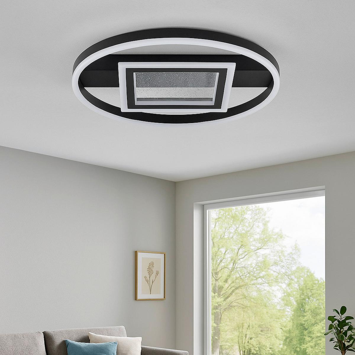 LAMPA SUFITOWA LED G92902A06 QUEENS LED / DE - czarny, Design, tworzywo sztuczne/metal (37/6/37cm) - Brilliant