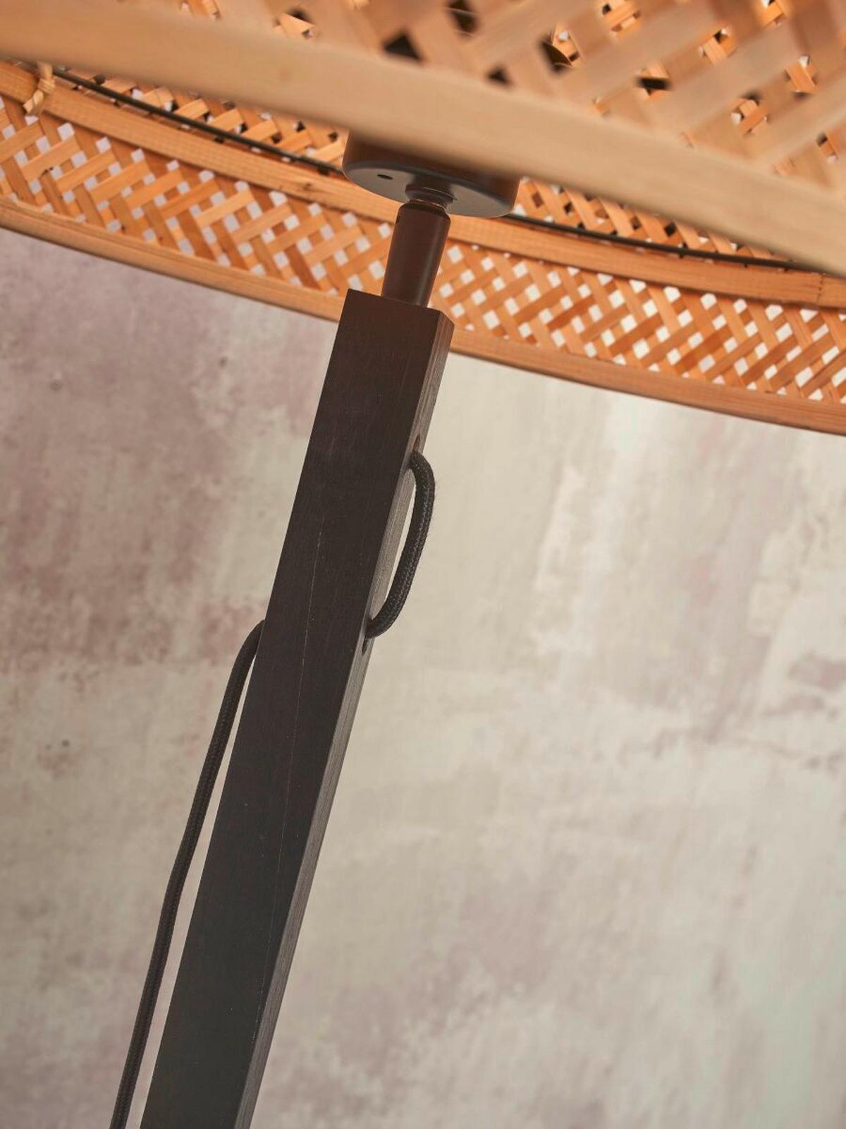 Stoječa Svetilka Bhutan, Črna, Bambus - črna/naravne barve, Trend, les (40/160cm) - Good & Mojo