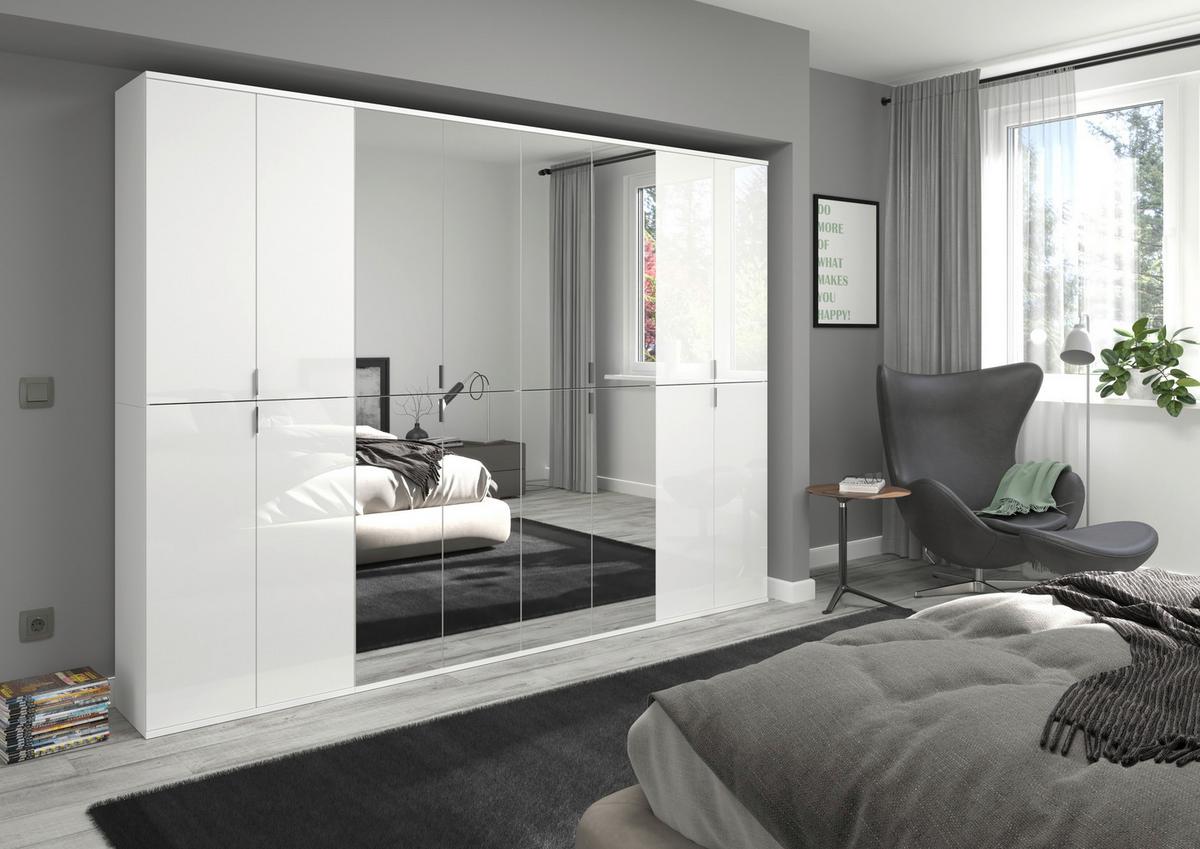 Ormar S Klasičnim Vratima Projekt X - bijela/bijela visoki sjaj, Moderno, staklo/drvni materijal (244/193/34cm) - Modern Living