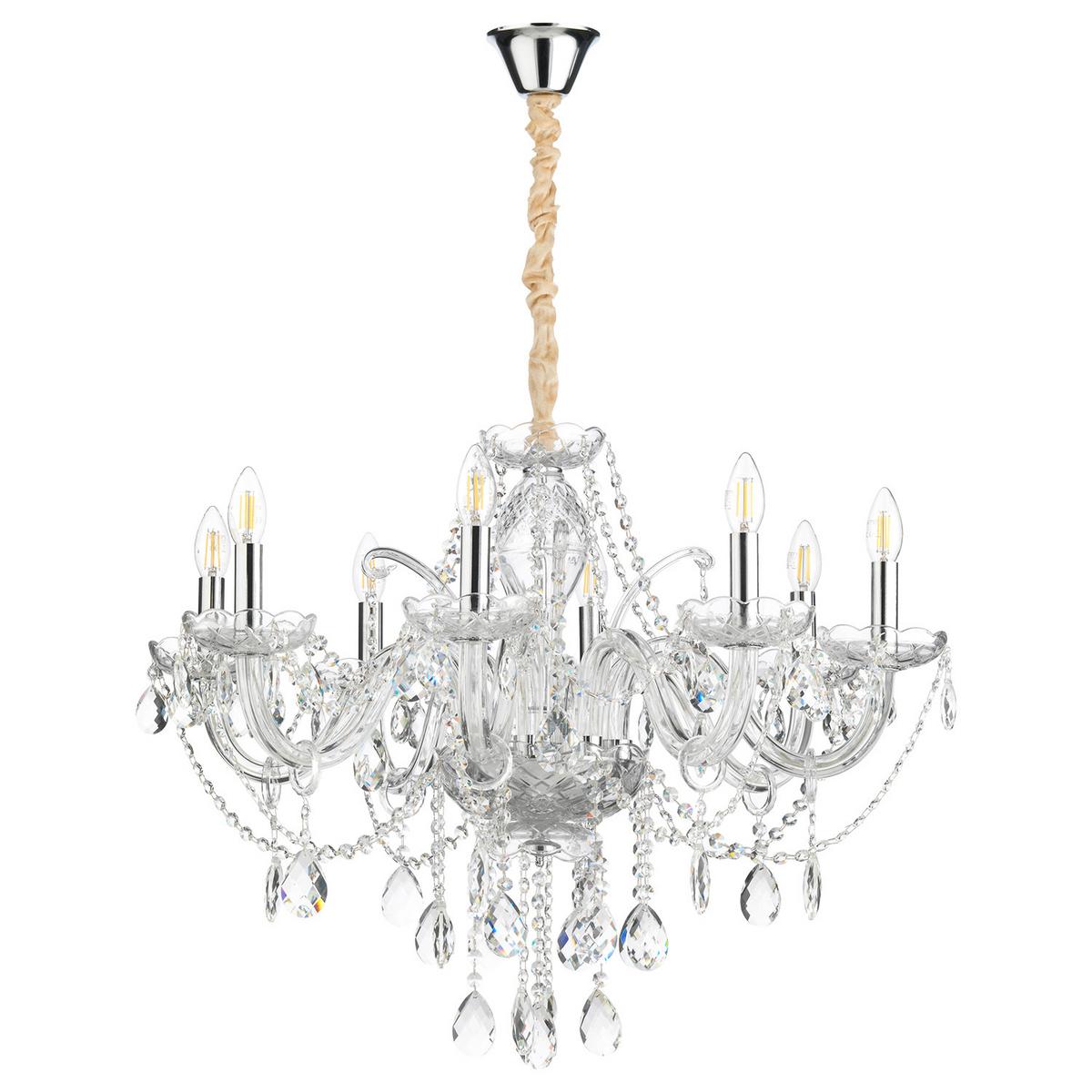 Kristall-Hängeleuchte Svetlana Chromfarben max. 6 Watt - Chromfarben/Transparent, KONVENTIONELL, Glas/Metall (75/100cm)