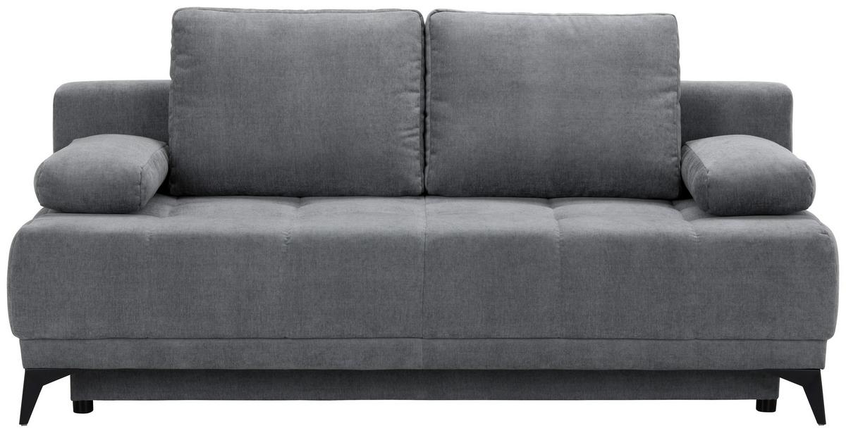 Schlafsofa in Hellgrau - Dunkelgrau/Schwarz, MODERN, Textil (195/77/100cm) - Based