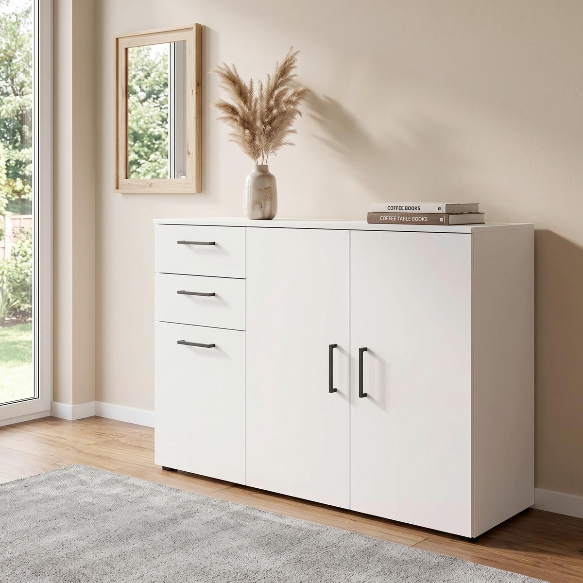 Komoda Multi - bela/crna, Moderno, pločasti materijal/plastika (120/83/40cm) - Modern Living
