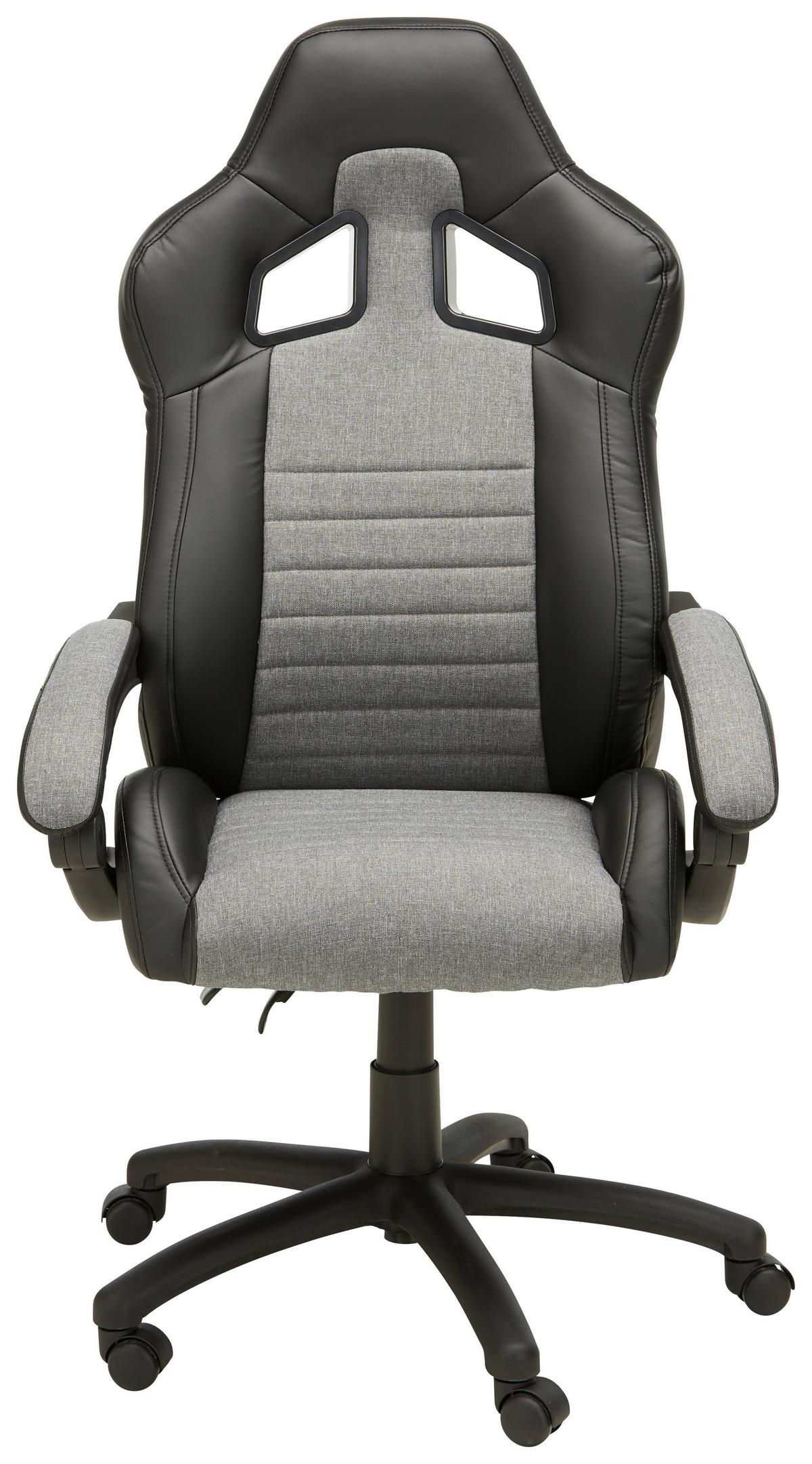chaise gaming in Grau/Schwarz - Schwarz/Grau, Modern, Holz/Kunststoff (65/124,5/50cm) - Mömax