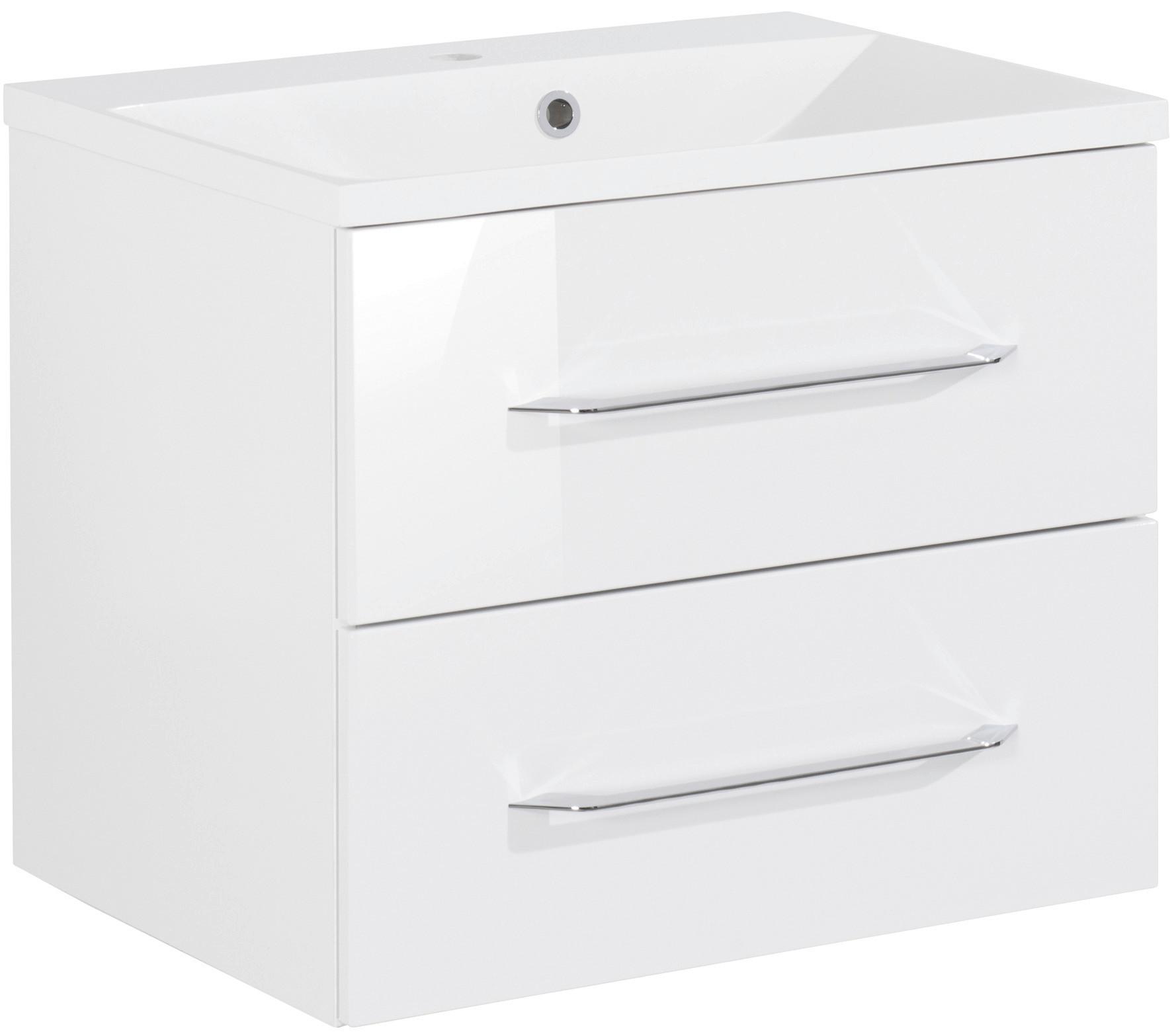 Waschtischkombi "B.Clever" , weiß - Alufarben/Weiß, MODERN, Holzwerkstoff/Kunststoff (60cm) - MID.YOU