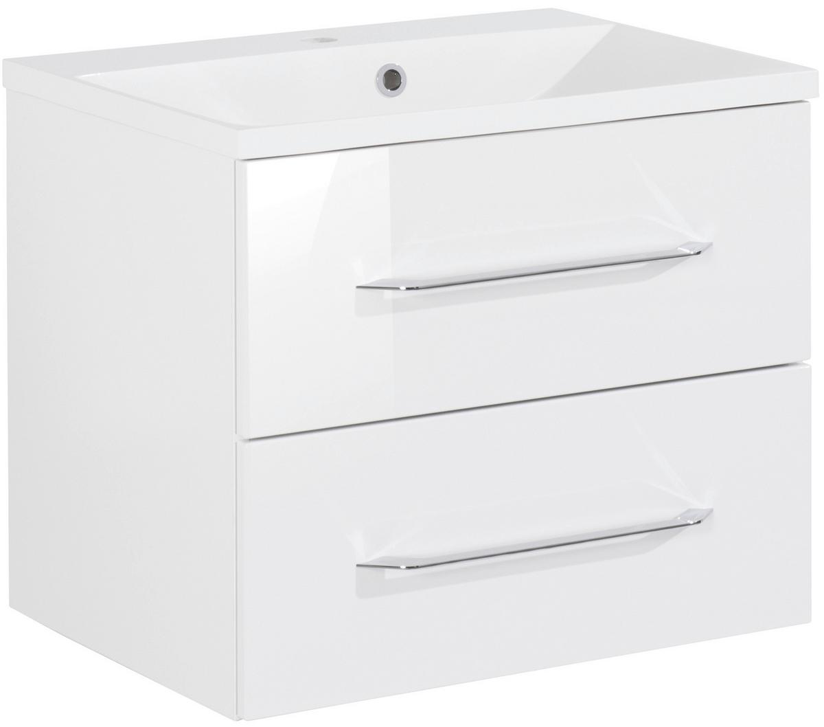 Waschtischkombi "B.Clever" , weiß - Alufarben/Weiß, MODERN, Holzwerkstoff/Kunststoff (60cm) - MID.YOU