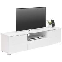 KOMODA NISKA SPICE 9 -SC- - biały wysoki połysk/kolor srebrny, Design, materiał drewnopochodny/tworzywo sztuczne (165/42/40cm) - Carryhome