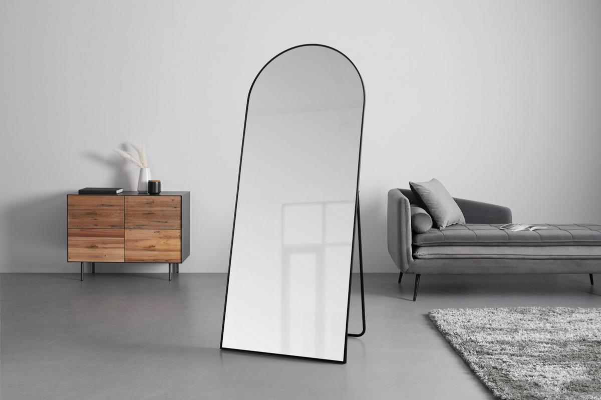Standspiegel Britt Schwarz - Schwarz, MODERN, Glas/Metall (70/170cm) - Mömax