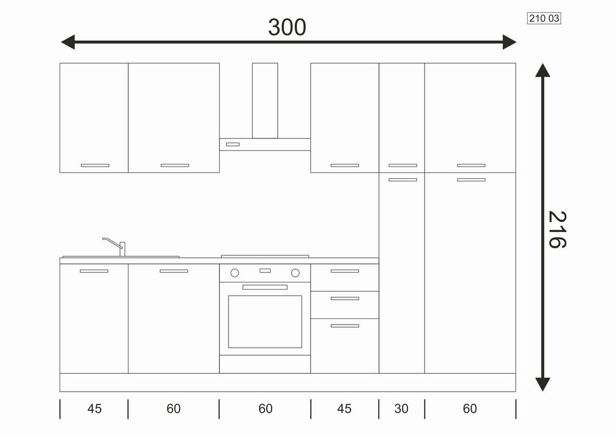 Küchenblock Dafne 300 m. Geräten Weiß/Walnussfarben - Walnussfarben/Alufarben, LIFESTYLE, Holzwerkstoff/Kunststoff (300cm) - MID.YOU