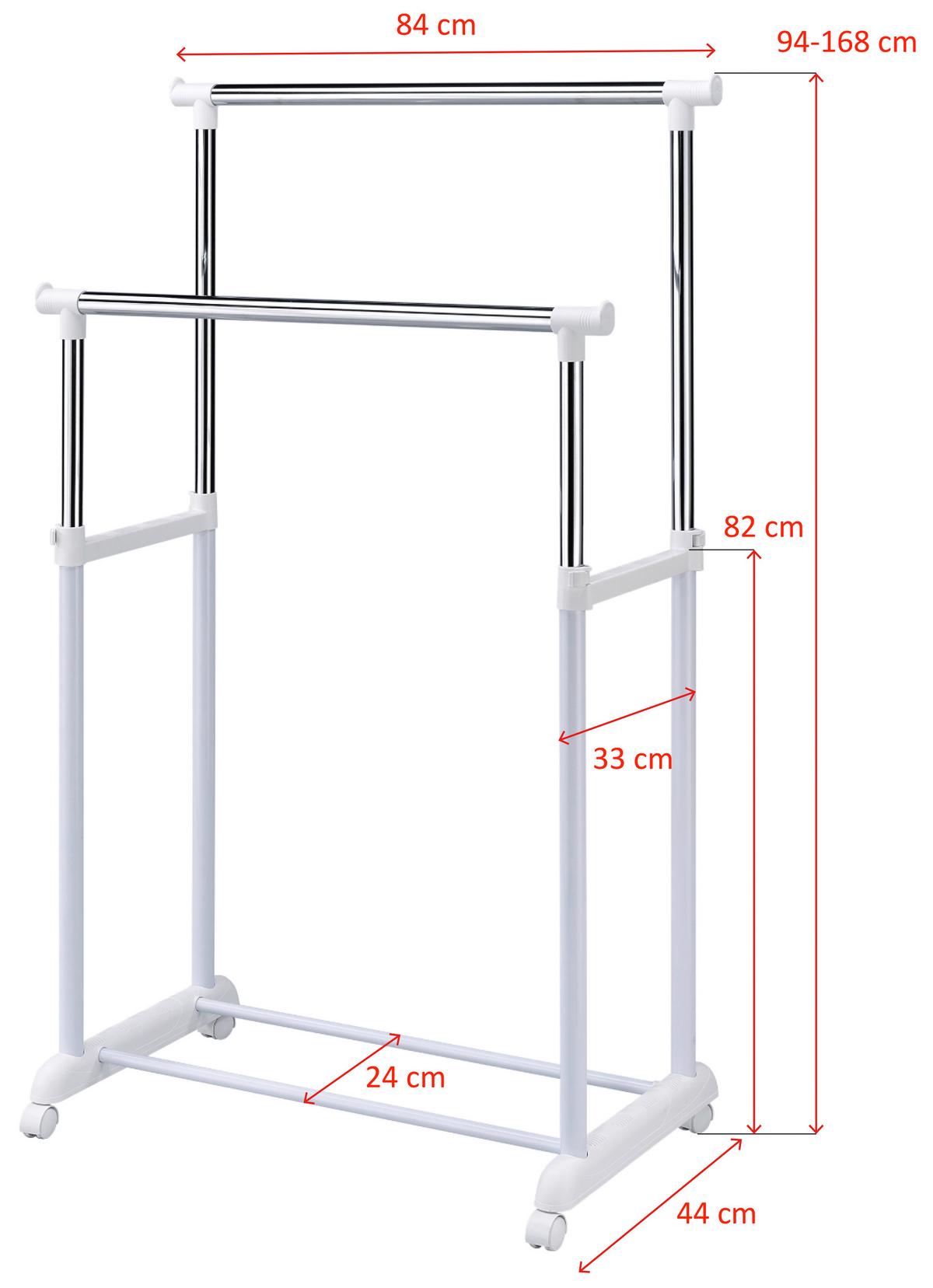 Stalak Za Odeću Naomi 5 - boja hroma/bela, Moderno, metal/plastika (84/94-168/44cm) - Modern Living