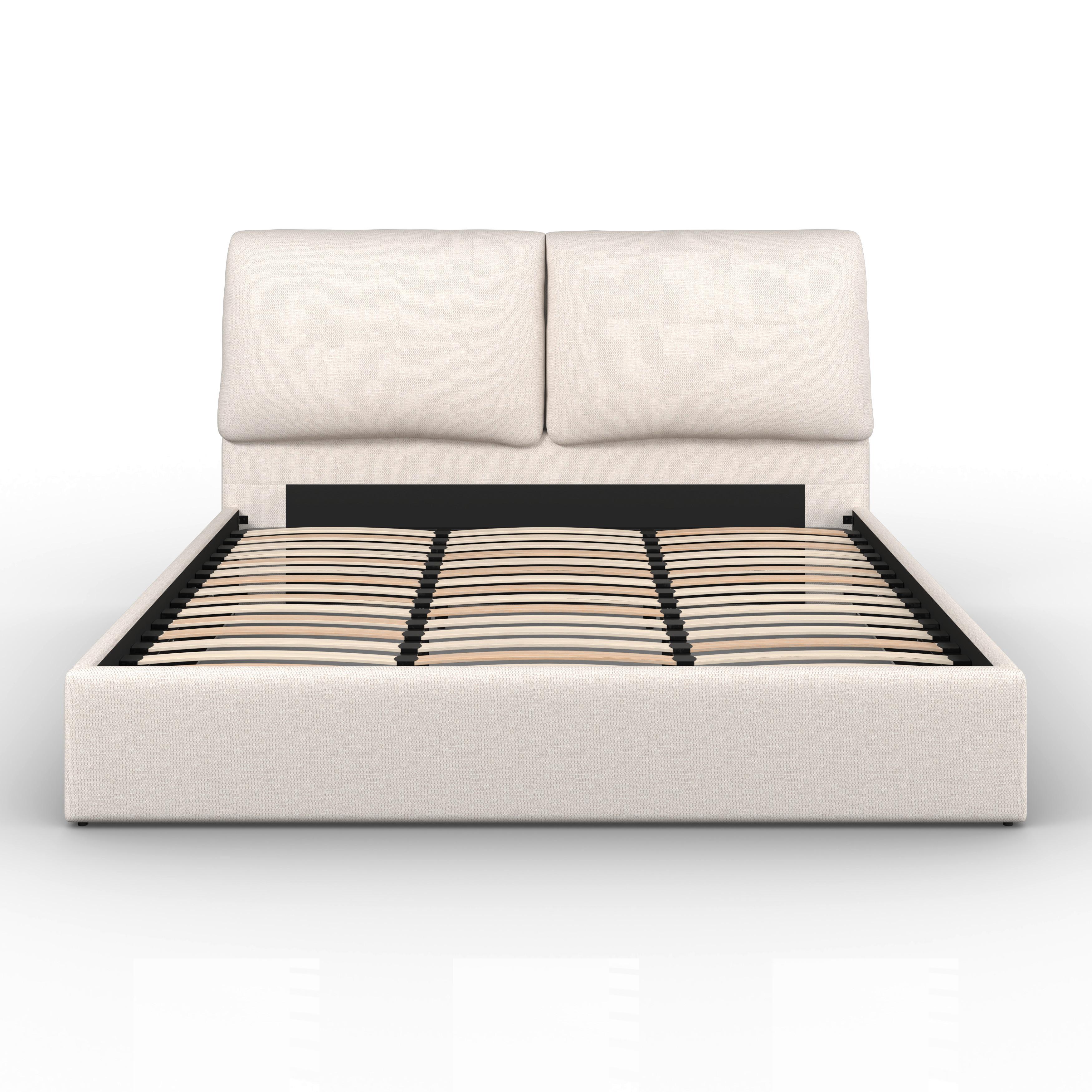 STOPPAD SÄNG PERLA - beige/svart, Modern, trä/textil (180/200cm) - Bessagi Home