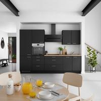 Küchenblock Touch High m. Geräten Schwarz - Edelstahlfarben/Eichefarben, MODERN, Holzwerkstoff/Metall (300cm) - Nobilia