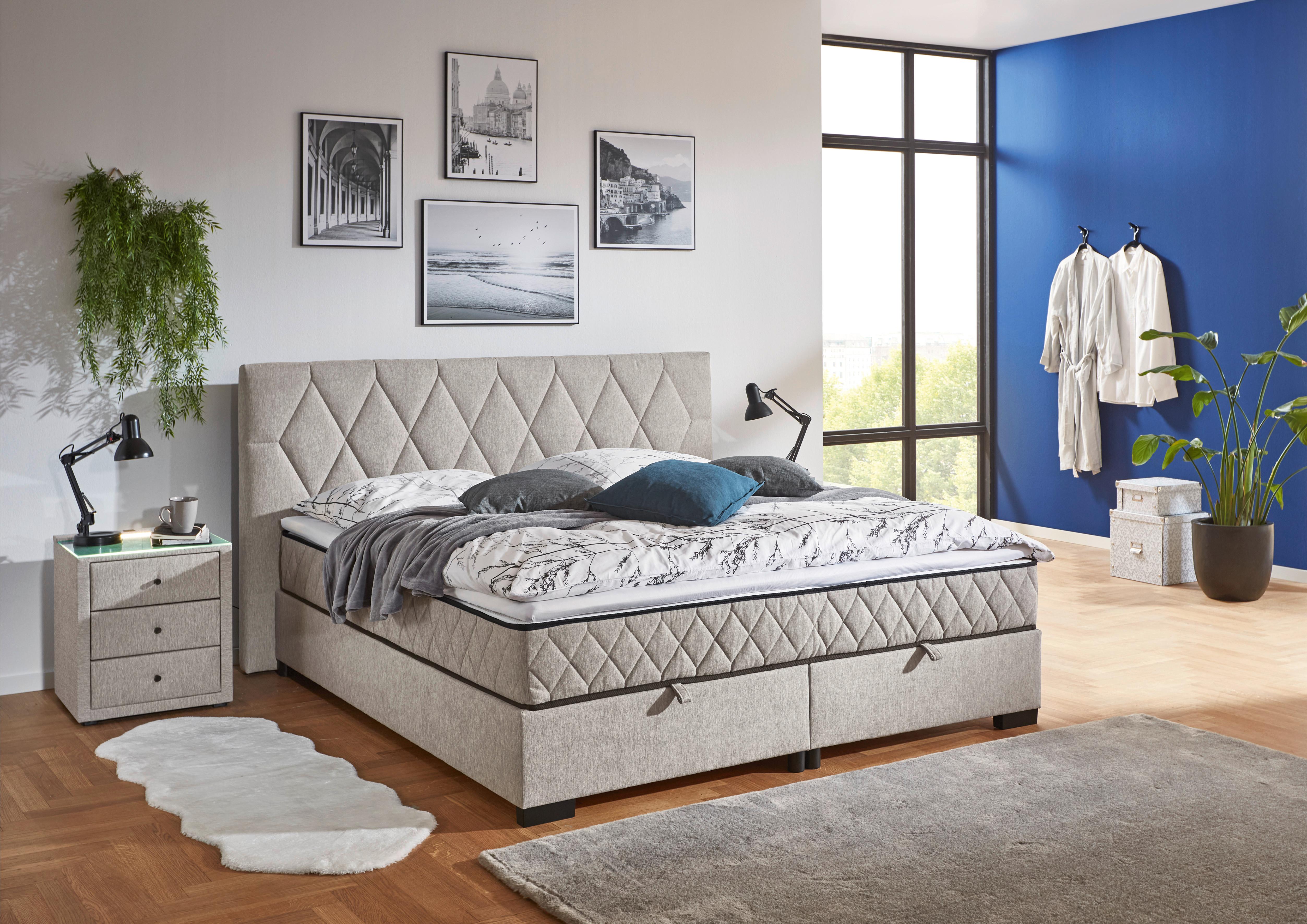 Box Krevet Maya B - svijetlo siva/crna, Konvencionalno, drvni materijal/drvo (180/200cm) - Based