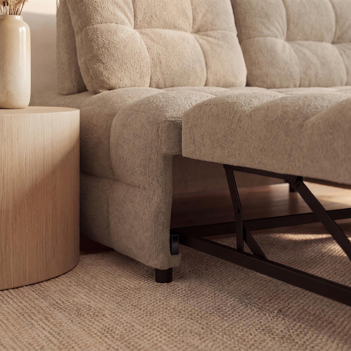Schlafsofa Liara Webstoff Beige - Beige/Schwarz, MODERN, Holz/Textil (137/87/110cm) - Bessagi Home
