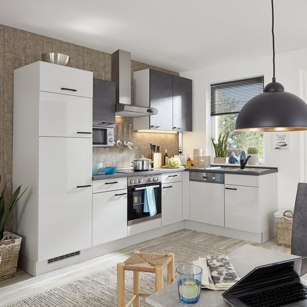 Eckküche in Steingrau und Beton online entdecken