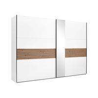 Schwebetürenschrank Leo Weiß/Graphit/Eiche Artisan - Schwarz/Graphitfarben, KONVENTIONELL, Glas/Holzwerkstoff (300/216/65cm) - Premium Living