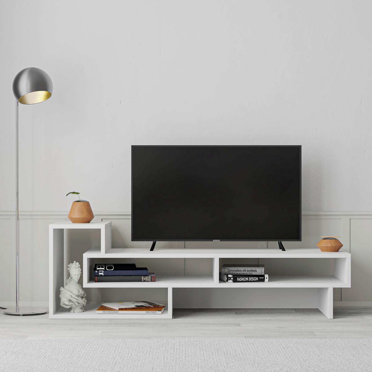 Tv Element Tetra, Bela - bela, Design, leseni material (137/40/42cm) - Livetastic