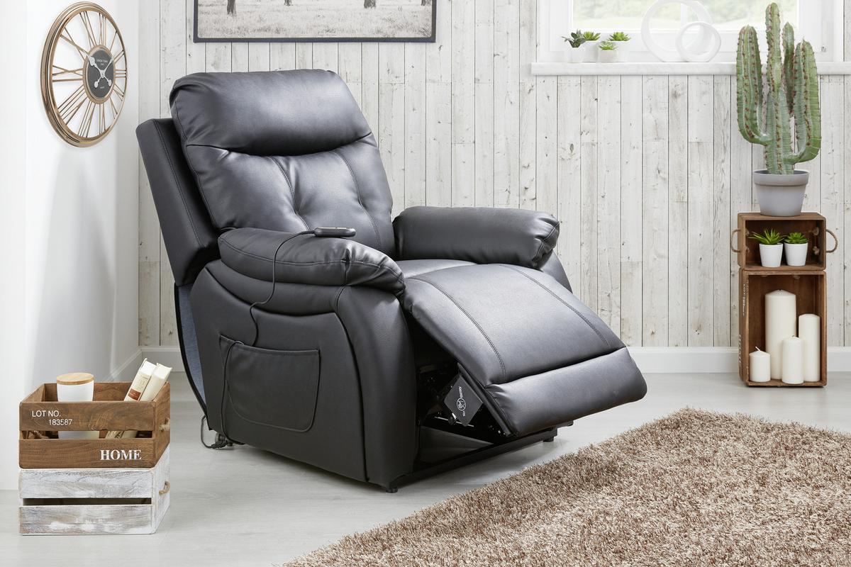 Tv Fotelj Mario, Relax Funkcija, Črna - črna, Konvencionalno, kovina/umetna masa (89/107-79/94-165cm) - James Wood