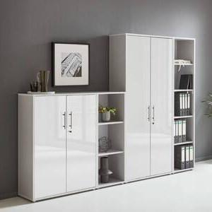 Aktenschrank Office Edition Sw Set 4 Grau/Weiß - Weiß Hochglanz/Grau, MODERN, Holzwerkstoff (257/186/33cm) - MID.YOU