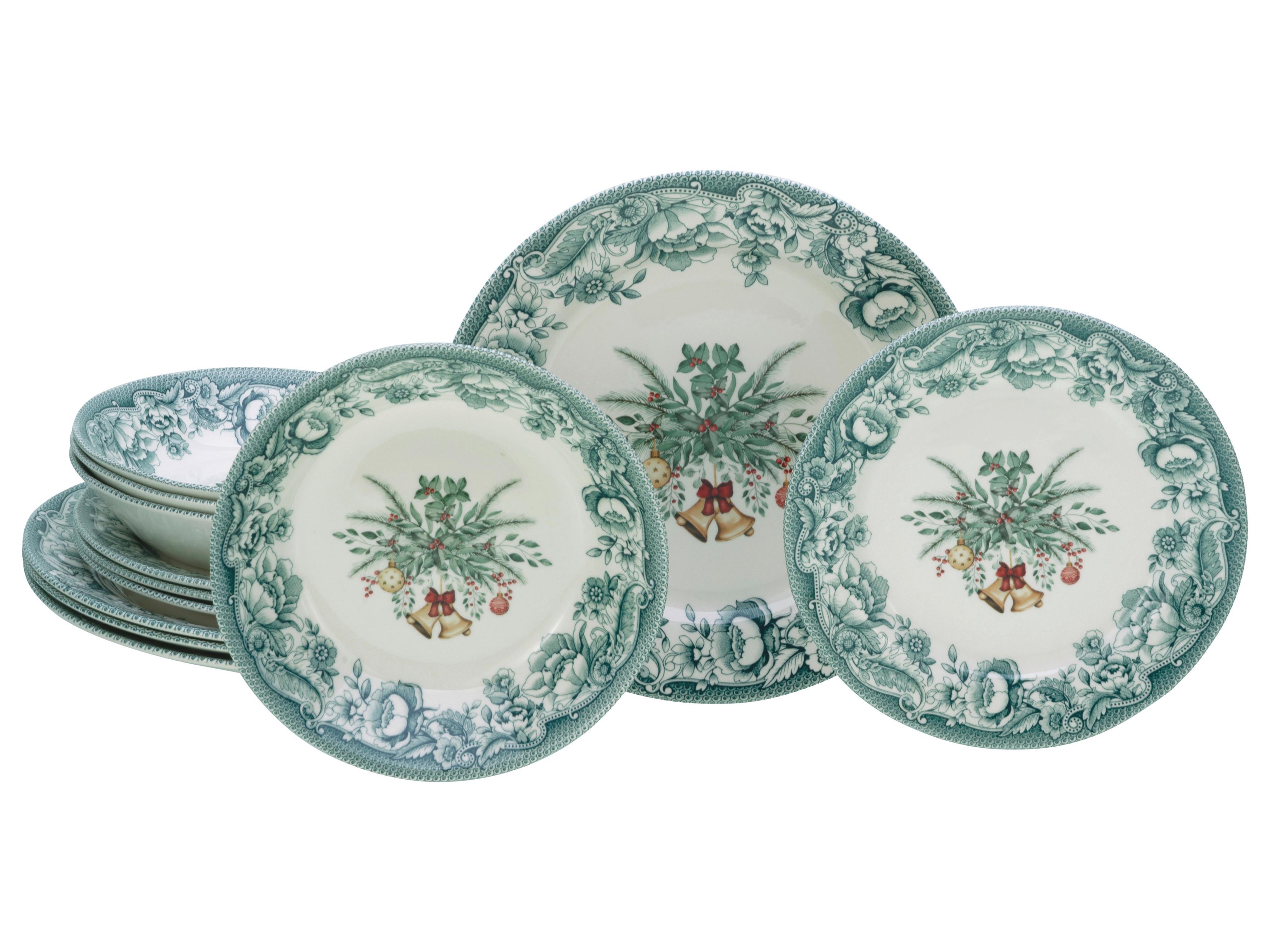 Tafelservice Weihnachten Grün, 12-teilig - Grün, Basics, Keramik - Creatable