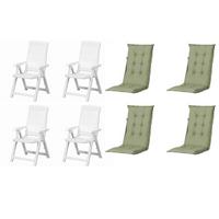 GARTENSTUHL-SET TAMPA+AUFLAGEN SET - Weiß/Grün, MODERN, Kunststoff/Textil (44/111/50cm) - Gardenson