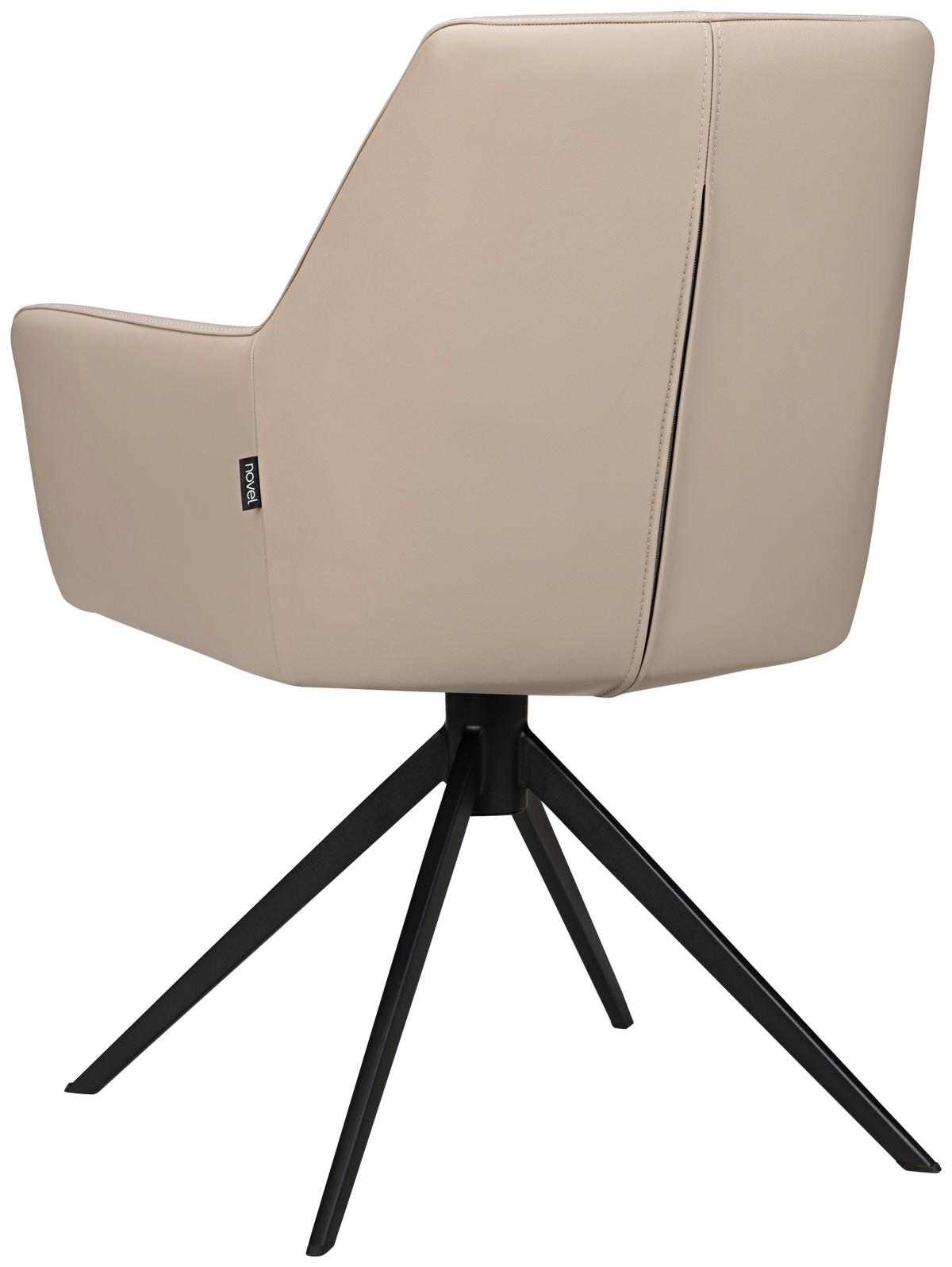 KRZESŁO Z PODŁOKIETNIKAMI MEDUSA - czarny/taupe, Design, skóra/metal (60/87,5/63,5cm) - Novel