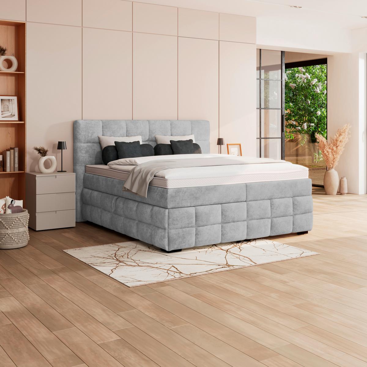 PAT BOX VEGA - gri deschis/verde, Trend, lemn/textil (160/200cm) - Modern Living