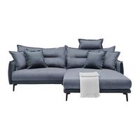 Ecksofa Nuovo Blaugrau - Blaugrau/Schwarz, MODERN, Textil/Metall (245/190cm) - Mömax