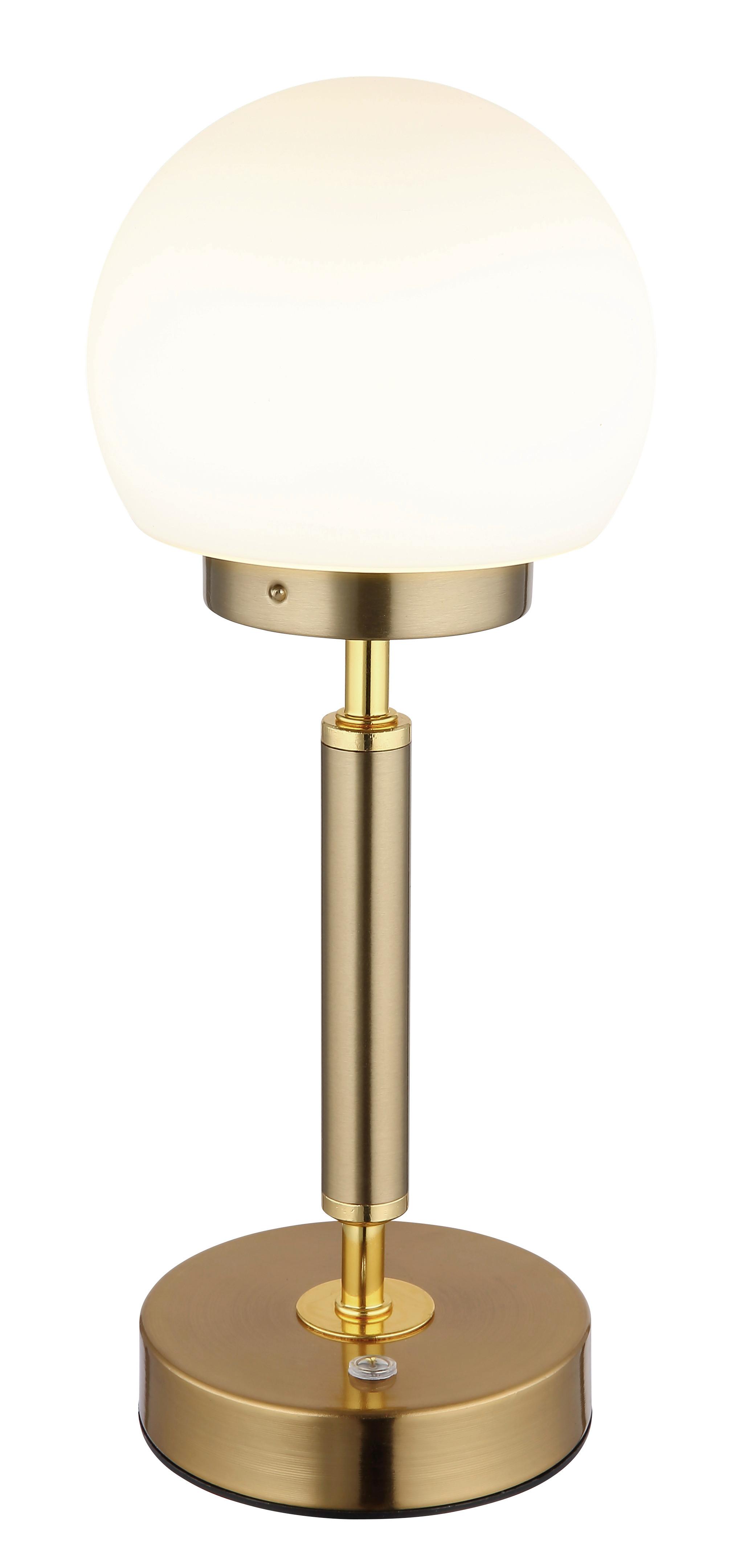 LED-TISCHLEUCHTE 21033M - Messingfarben/Opal, Konventionell, Glas/Kunststoff (11,5/28,5cm) - Globo