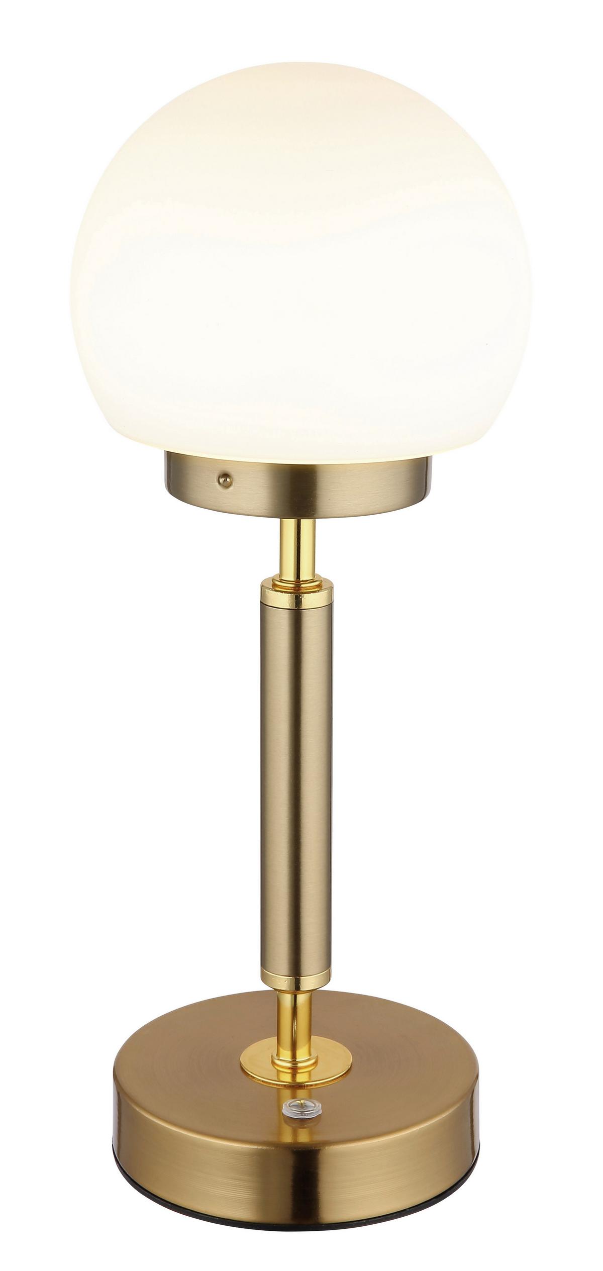 LED-TISCHLEUCHTE 21033M - Messingfarben/Opal, Konventionell, Glas/Kunststoff (11,5/28,5cm) - Globo