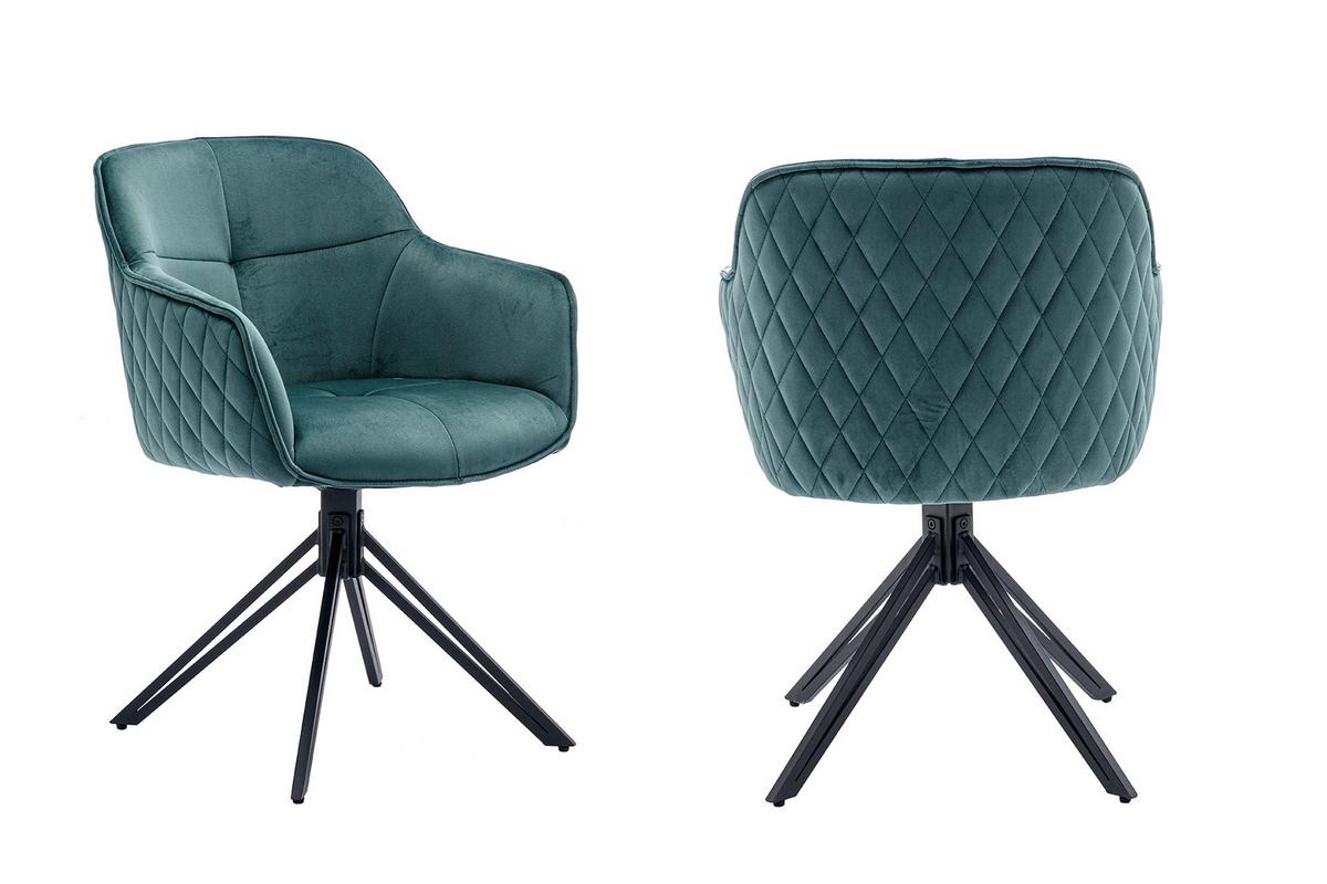 Naslanjač Samt, Zelena, Vrtljiv - črna/zelena, Moderno, kovina/tekstil (59/83/60cm) - Livetastic